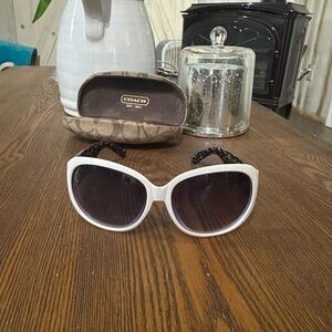 Coach White Sunglasses with Dark Lenses